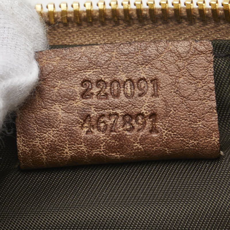 グッチ GGキャンバス バンブー ポーチ 小物入れ 220091 ベージュ ブラウン キャンバス レザー レディース GUCCI 【中古】