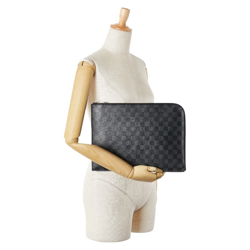 ルイ ヴィトン ダミエ グラフィット ポシェットジュールGM クラッチバッグ N41501 ブラック PVC レザー メンズ LOUIS VUITTON 【中古】