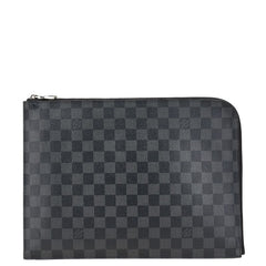 ルイ ヴィトン ダミエ グラフィット ポシェットジュールGM クラッチバッグ N41501 ブラック PVC レザー メンズ LOUIS VUITTON 【中古】