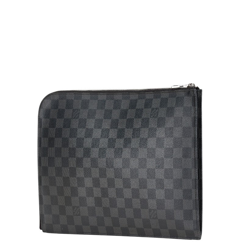 ルイ ヴィトン ダミエ グラフィット ポシェットジュールGM クラッチバッグ N41501 ブラック PVC レザー メンズ LOUIS VUITTON 【中古】