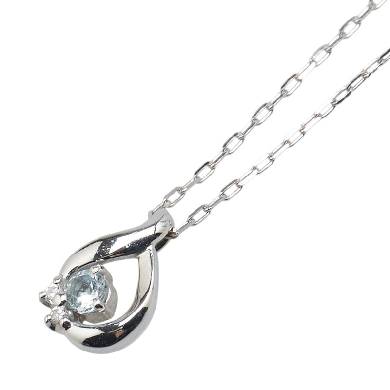 ヨンドシー K18WG ホワイトゴールド アクアマリン ダイヤ ペンダントネックレス レディース 4℃ 【中古】