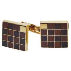 ルイ ヴィトン タイガ ブトン ドゥ マンシェット ダミエ カフス カフリンク M64660 ゴールド ブラウン SV925 シルバー PVC メンズ LOUIS VUITTON 【中古】