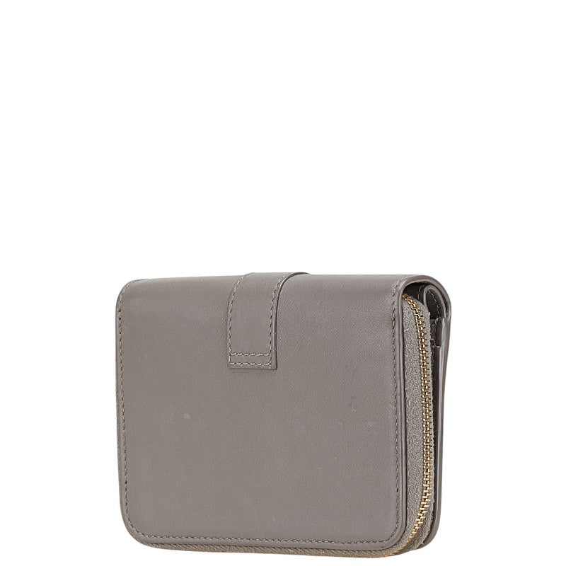 サンローラン YSL 二つ折り財布 コンパクトウォレット 532867 グレー レザー レディース SAINT LAURENT 【中古】