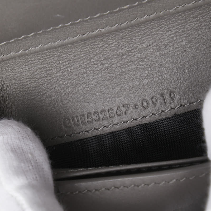サンローラン YSL 二つ折り財布 コンパクトウォレット 532867 グレー レザー レディース SAINT LAURENT 【中古】