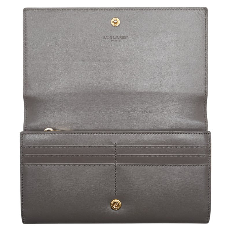 サンローラン 長財布 372267 グレー レザー レディース SAINT LAURENT 【中古】