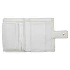 セリーヌ マカダム 型押し 二つ折り財布 ホワイト レザー レディース CELINE 【中古】