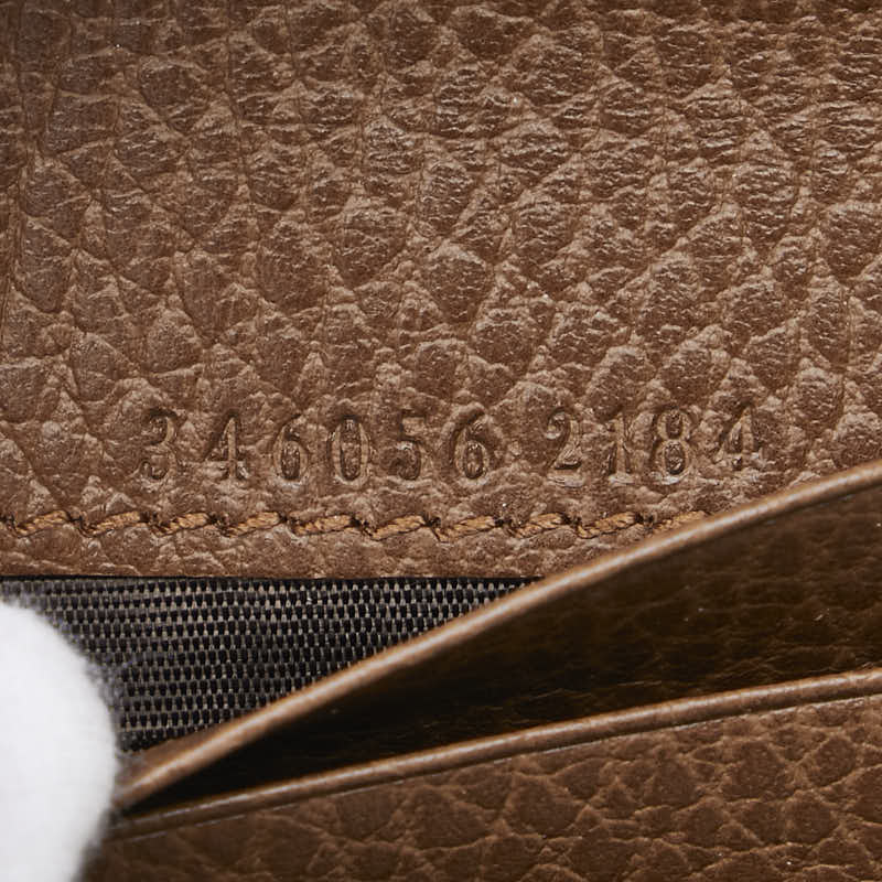 グッチ GGキャンバス ラウンドファスナー 二つ折り財布 346056 ベージュ ブラウン キャンバス レザー レディース GUCCI 【中古】