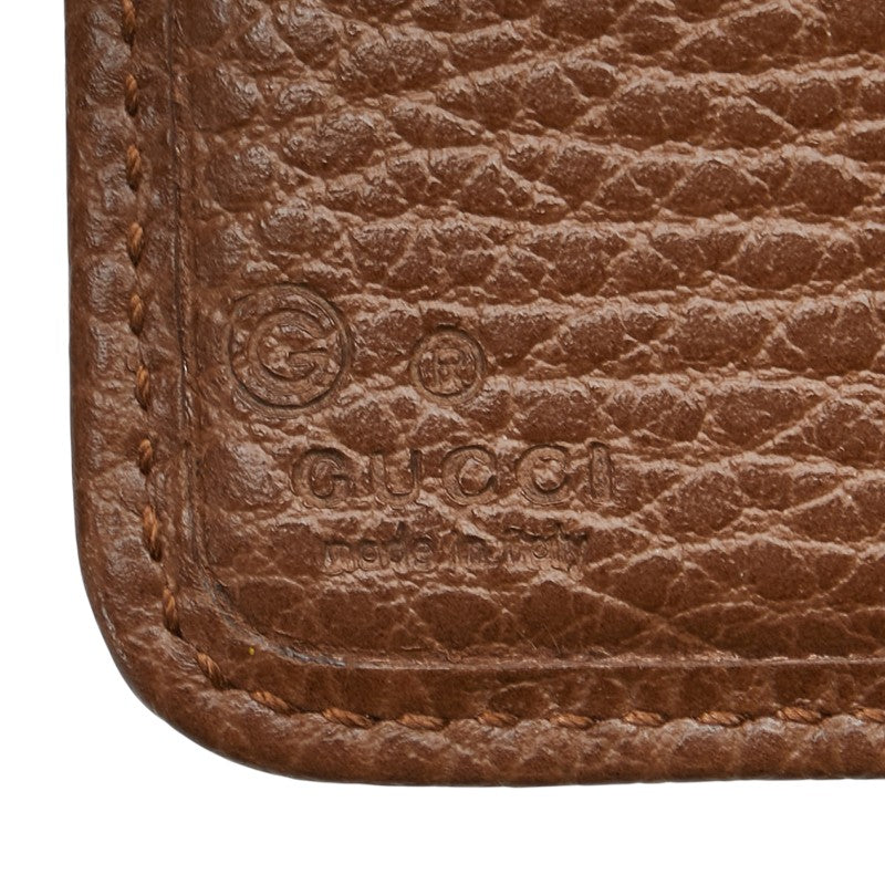 グッチ GGキャンバス ラウンドファスナー 二つ折り財布 346056 ベージュ ブラウン キャンバス レザー レディース GUCCI 【中古】