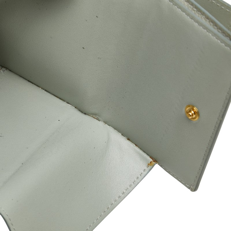 セリーヌ 三つ折り財布 コンパクトウォレット ライトグリーン レザー レディース CELINE 【中古】