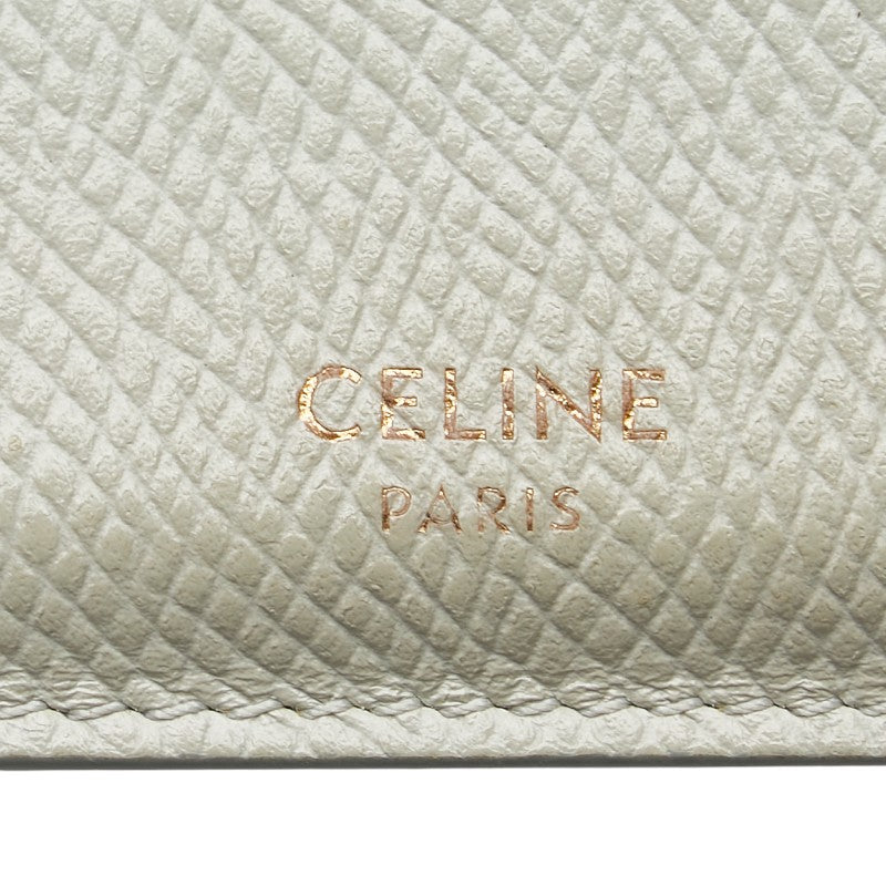 セリーヌ 三つ折り財布 コンパクトウォレット ライトグリーン レザー レディース CELINE 【中古】