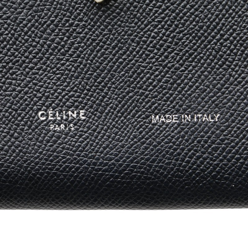 セリーヌ ラージ ストラップウォレット バイカラー 長財布 ブラック グレー レザー レディース CELINE 【中古】