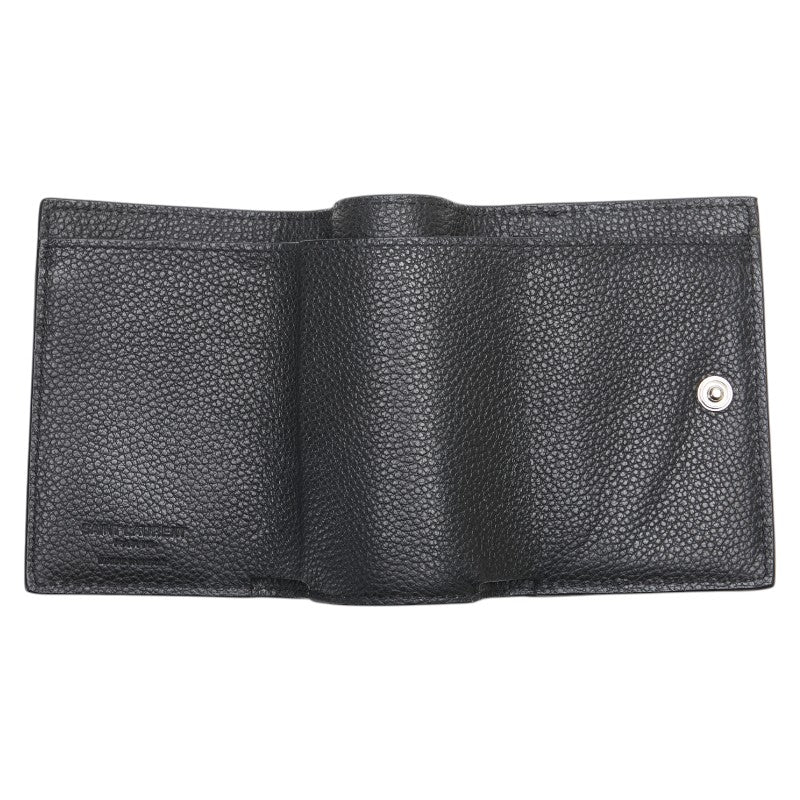 サンローラン 三つ折り財布 コンパクトウォレット ブラック レザー レディース SAINT LAURENT 【中古】