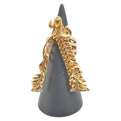 ヴェルサーチェ ラインストーン リーフ モチーフ リング 指輪 #9 ゴールド メッキ レディース VERSACE 【中古】