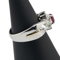 Pt900 プラチナ K18YG イエローゴールド コンビ ルビー0.43ct ダイヤ0.46ct リング 指輪 レディース 9.5号 【中古】