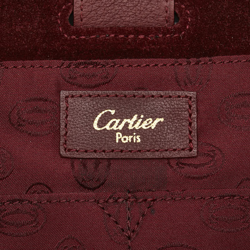 カルティエ ショルダーバッグ ワインレッド レザー スウェード レディース CARTIER 【中古】