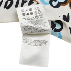 フェンディ マキシラッピー 花 フラワー モチーフ スカーフ FXT021 ホワイト ブルー シルク レディース FENDI 【中古】