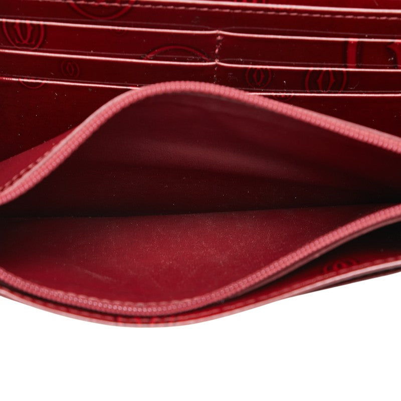 カルティエ ハッピーバースデー 長財布 ワインレッド エナメル レディース CARTIER 【中古】