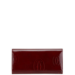 カルティエ ハッピーバースデー 長財布 ワインレッド エナメル レディース CARTIER 【中古】