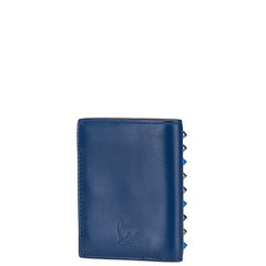 クリスチャンルブタン スタッズ 二つ折り財布 ブルー ネイビー レザー メンズ Christian Louboutin 【中古】