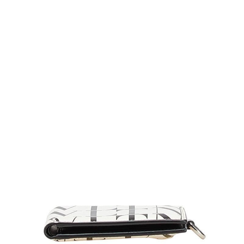 ヴァレンティノ VLTN ロゴ 二つ折り財布 コンパクトウォレット ホワイト ブラック レザー レディース VALENTINO 【中古】