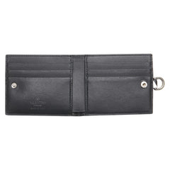 ヴァレンティノ VLTN ロゴ 二つ折り財布 コンパクトウォレット ホワイト ブラック レザー レディース VALENTINO 【中古】