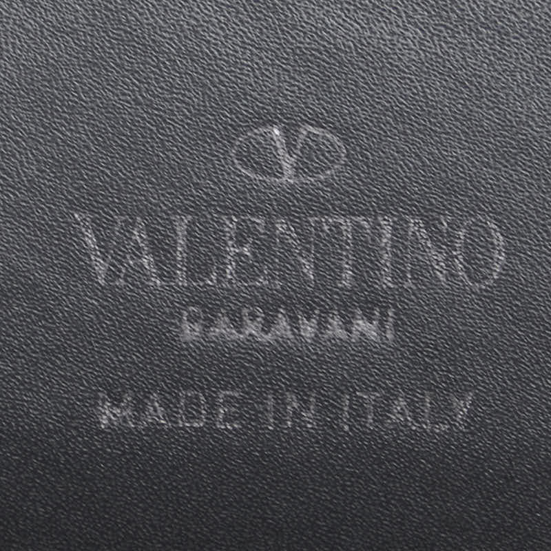 ヴァレンティノ VLTN ロゴ 二つ折り財布 コンパクトウォレット ホワイト ブラック レザー レディース VALENTINO 【中古】