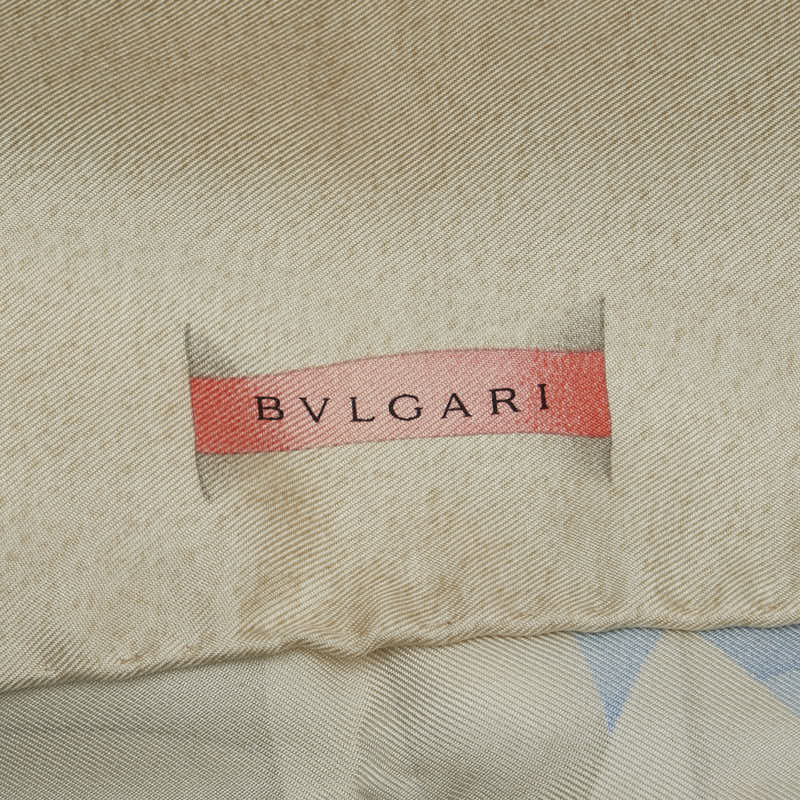 ブルガリ 総柄 スカーフ ベージュ マルチカラー シルク レディース BVLGARI 【中古】