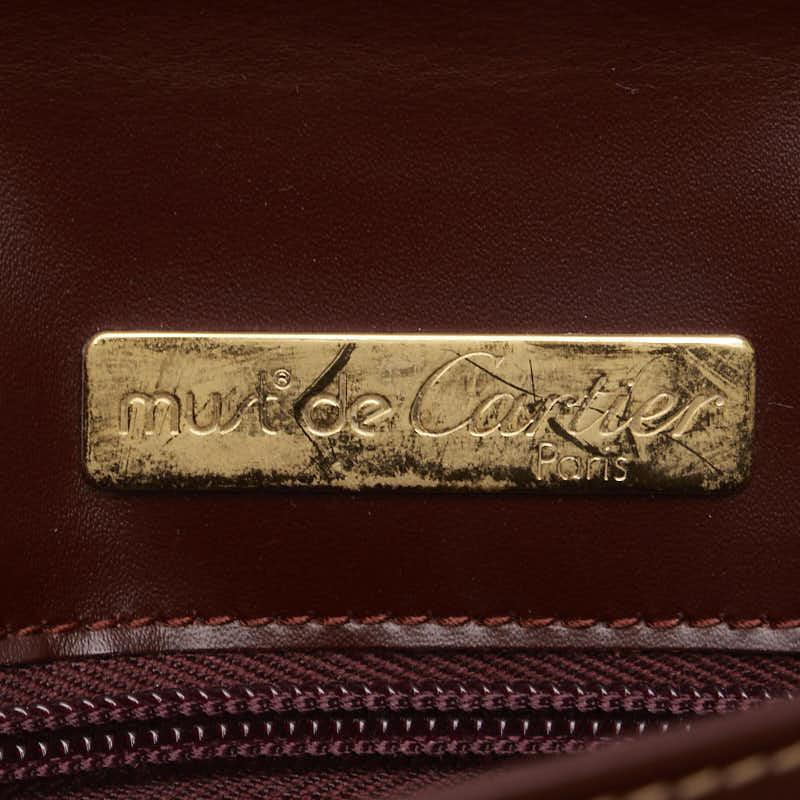 カルティエ マストライン クラッチバッグ セカンドバッグ ワインレッド ボルドー レザー レディース CARTIER 【中古】