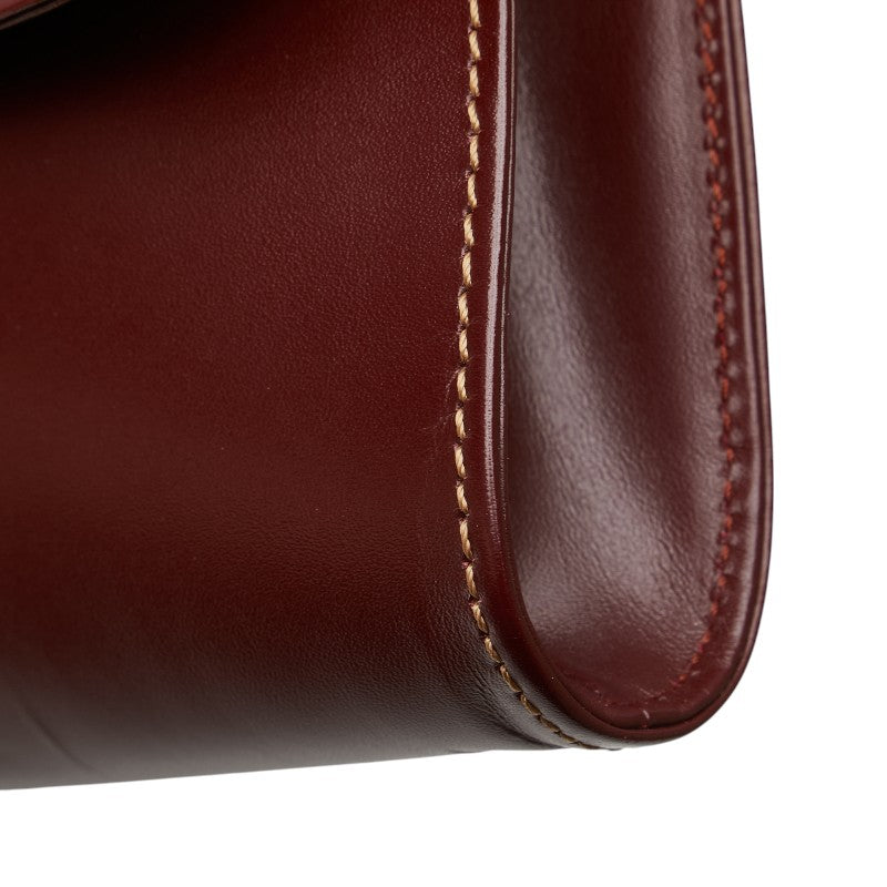 カルティエ マストライン クラッチバッグ セカンドバッグ ワインレッド ボルドー レザー レディース CARTIER 【中古】