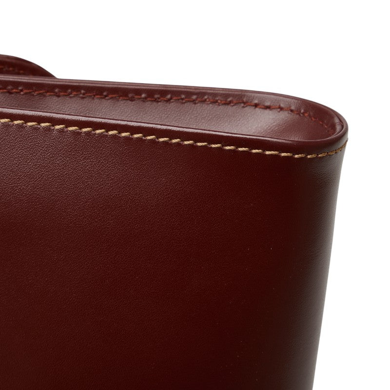 カルティエ マストライン クラッチバッグ セカンドバッグ ワインレッド ボルドー レザー レディース CARTIER 【中古】