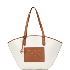 マイケルコース キンバー トートバッグ ハンドバッグ ホワイト ブラウン キャンバス レザー レディース Michael Kors 【中古】