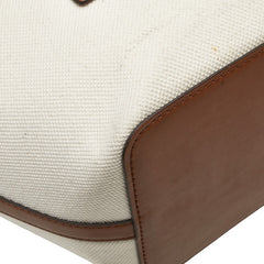 マイケルコース キンバー トートバッグ ハンドバッグ ホワイト ブラウン キャンバス レザー レディース Michael Kors 【中古】