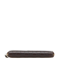 グッチ グッチシマ ラウンドファスナー 長財布 307980 ブラウン レザー レディース GUCCI 【中古】