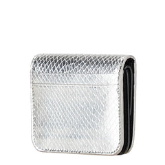 バレンシアガ キャッシュ 型押し 二つ折り財布 コンパクトウォレット 594216 シルバー レザー レディース BALENCIAGA 【中古】