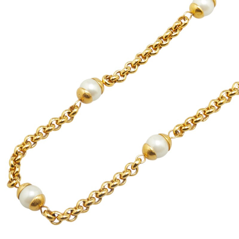 シャネル ヴィンテージ ココマーク フェイクパール ネックレス ゴールド メッキ レディース CHANEL 【中古】
