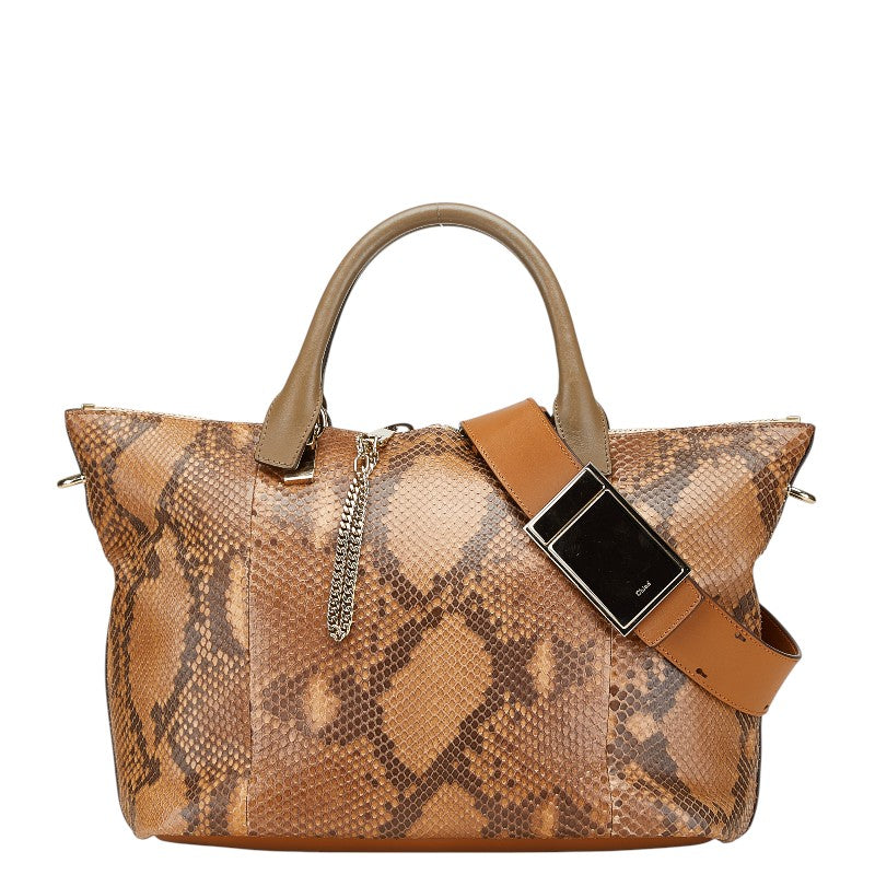 クロエ ハンドバッグ ショルダーバッグ 2WAY ブラウン レザー パイソン レディース Chloe 【中古】