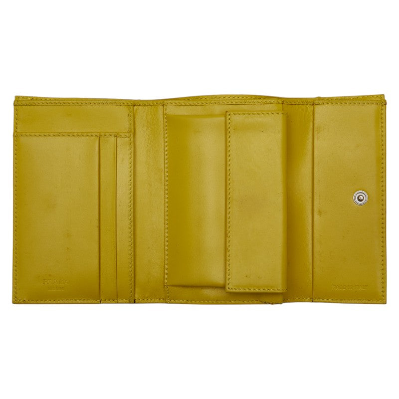 プラダ 三つ折り財布 イエロー オーストリッチ レディース PRADA 【中古】