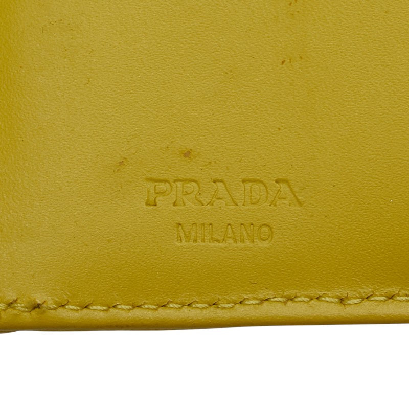 プラダ 三つ折り財布 イエロー オーストリッチ レディース PRADA 【中古】
