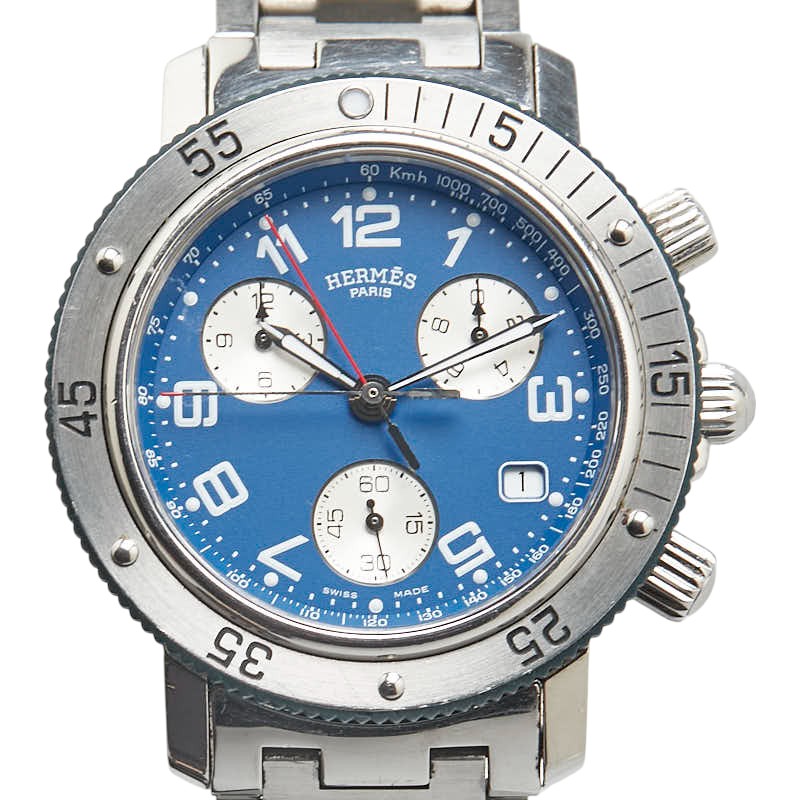 エルメス クリッパーダイバー 腕時計 CL2.917 クオーツ ブルー文字盤 ステンレススチール メンズ HERMES 【中古】