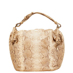 ボッテガヴェネタ ワンショルダーバッグ ハンドバッグ ベージュ ブラウン パイソン レザー レディース BOTTEGAVENETA 【中古】