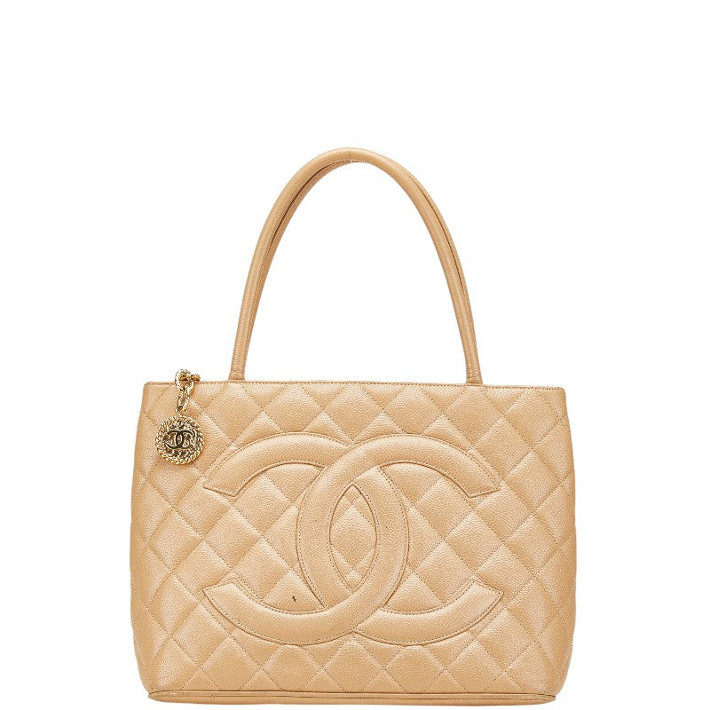シャネル ココマーク マトラッセ 復刻トート トートバッグ ベージュ キャビアスキン レディース CHANEL 【中古】
