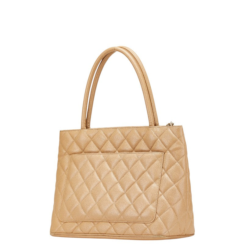 シャネル ココマーク マトラッセ 復刻トート トートバッグ ベージュ キャビアスキン レディース CHANEL 【中古】