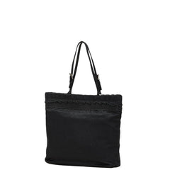 プラダ 三角ロゴプレート ハンドバッグ ブラック サテン レディース PRADA 【中古】