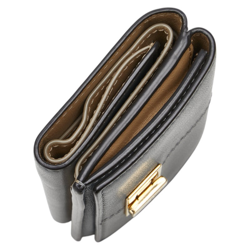 フェンディ ピーカブー スモールウォレット バイカラー 三つ折り財布 8M0415 グレー ベージュ レザー レディース FENDI 【中古】
