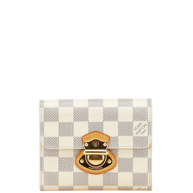 ルイ ヴィトン ダミエ アズール ポルトフォイユ ジョイ 三つ折り財布 N60030 ホワイト PVC レザー レディース LOUIS VUITTON 【中古】