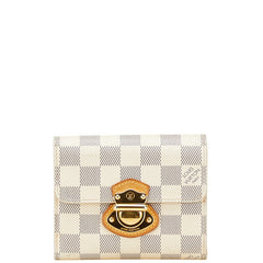 ルイ ヴィトン ダミエ アズール ポルトフォイユ ジョイ 三つ折り財布 N60030 ホワイト PVC レザー レディース LOUIS VUITTON 【中古】