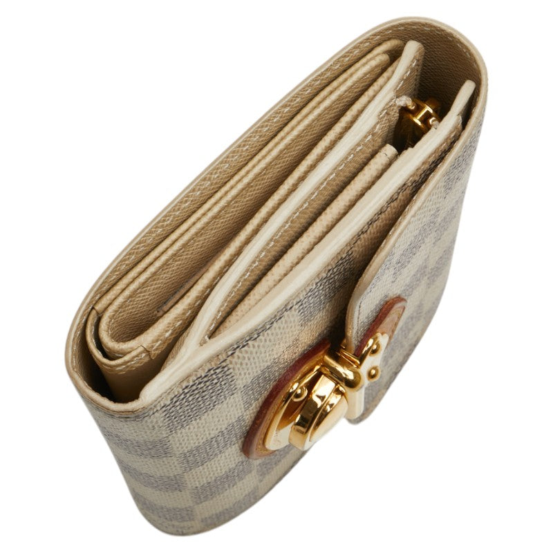 ルイ ヴィトン ダミエ アズール ポルトフォイユ ジョイ 三つ折り財布 N60030 ホワイト PVC レザー レディース LOUIS VUITTON 【中古】