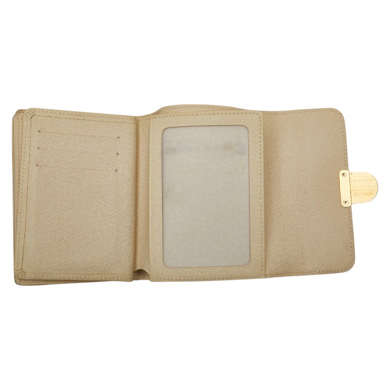 ルイ ヴィトン ダミエ アズール ポルトフォイユ ジョイ 三つ折り財布 N60030 ホワイト PVC レザー レディース LOUIS VUITTON 【中古】
