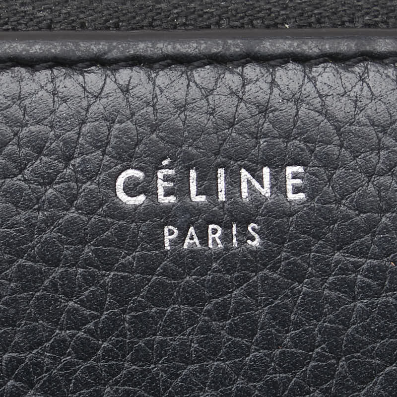 セリーヌ 二つ折り財布 ブラック レザー レディース CELINE 【中古】