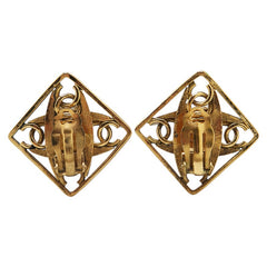 シャネル ヴィンテージ ココマーク ひし形 イヤリング ゴールド メッキ フェイクパール レディース CHANEL 【中古】